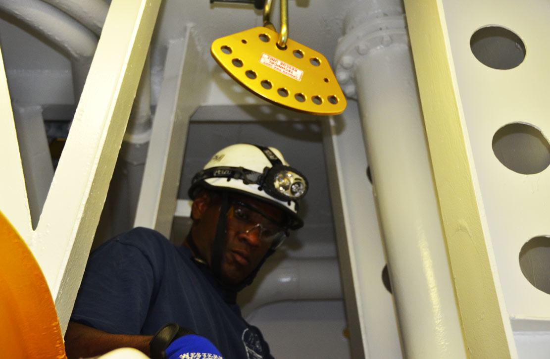 Confined space training, USS New Jersey BB-62