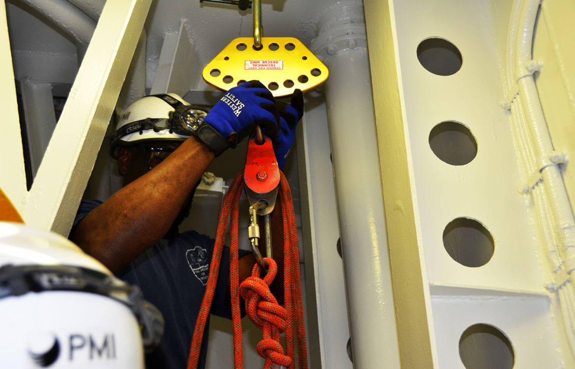 Confined space training, USS New Jersey BB-62