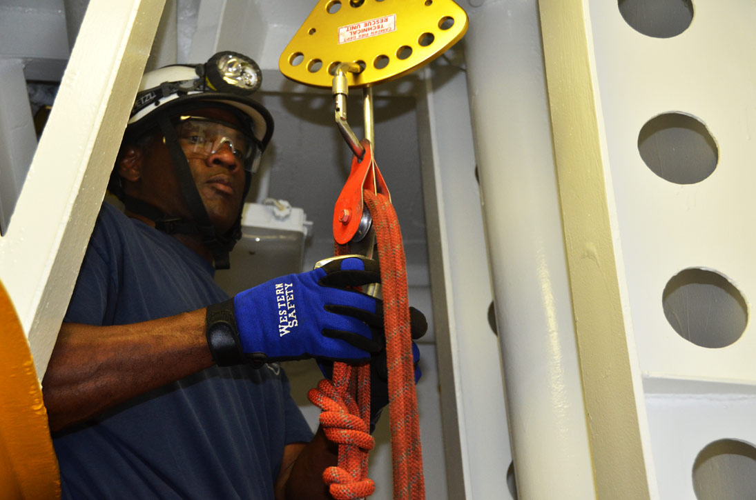 Confined space training, USS New Jersey BB-62