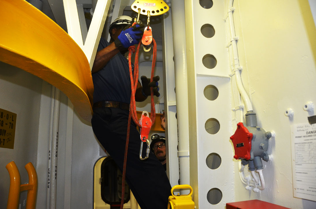 Confined space training, USS New Jersey BB-62