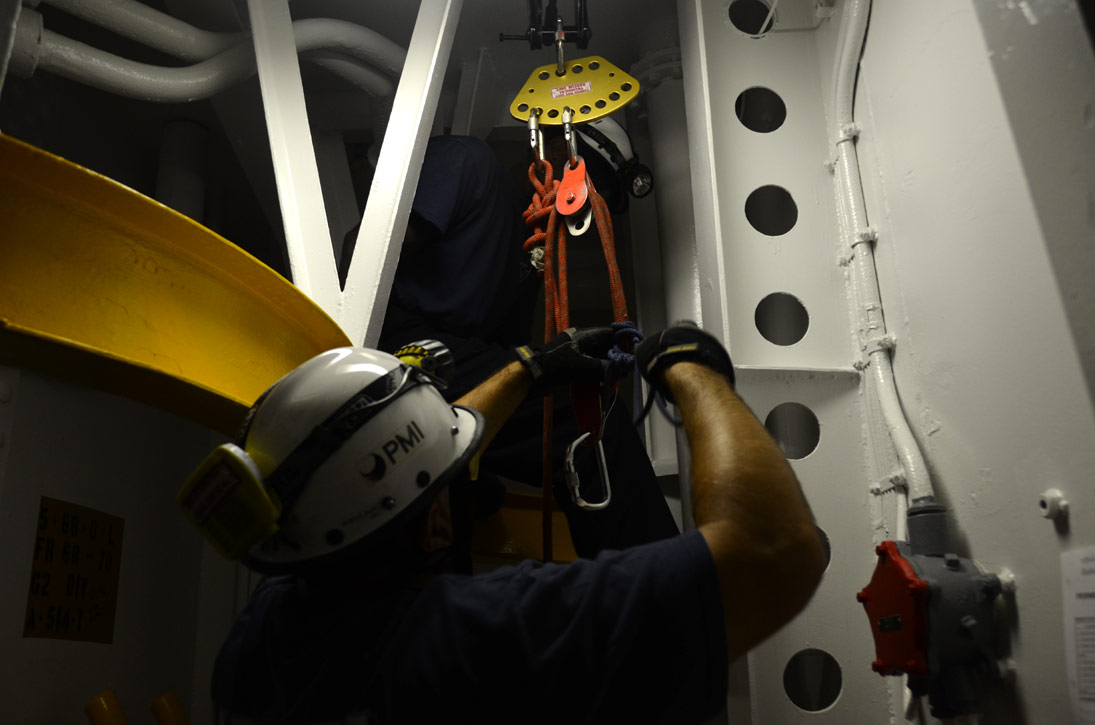 Confined space training, USS New Jersey BB-62