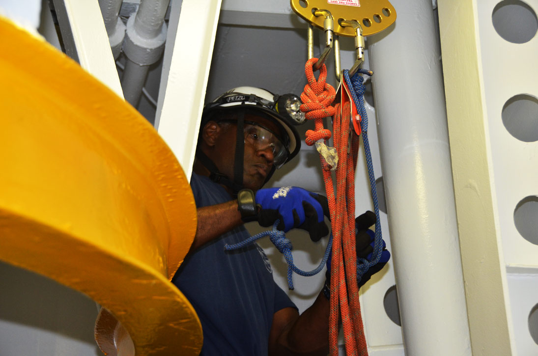 Confined space training, USS New Jersey BB-62
