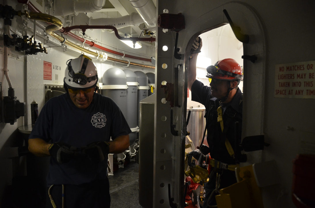 Confined space training, USS New Jersey BB-62