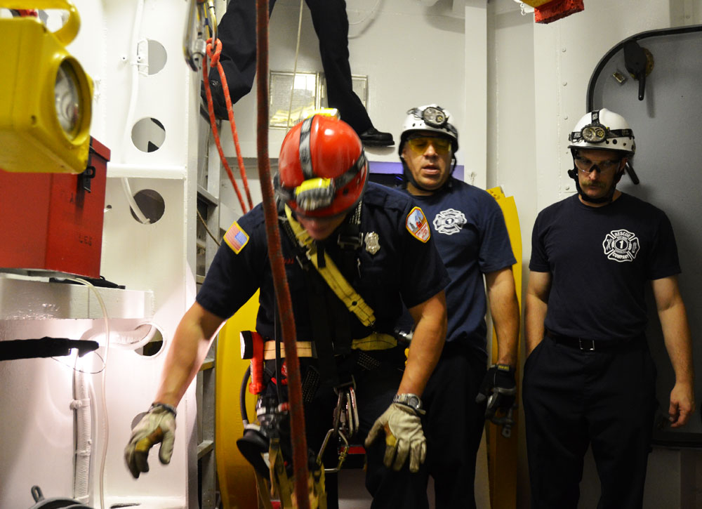 Confined space training, USS New Jersey BB-62