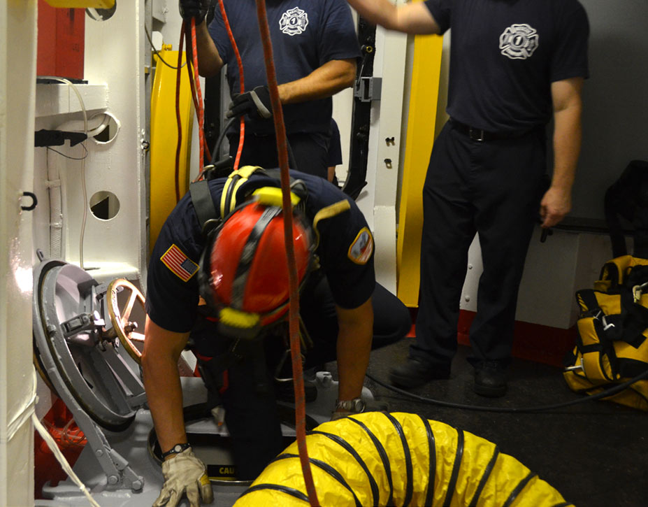 Confined space training, USS New Jersey BB-62
