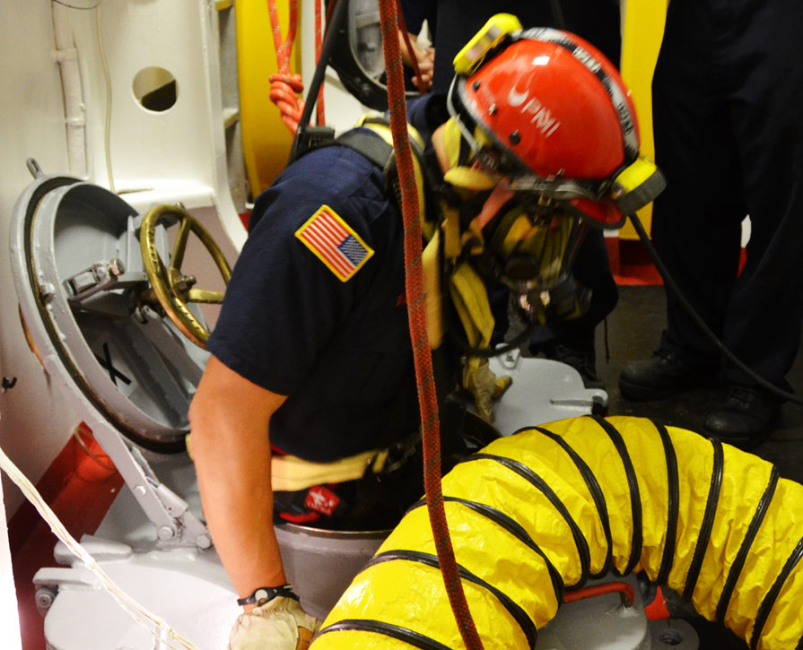Confined space training, USS New Jersey BB-62