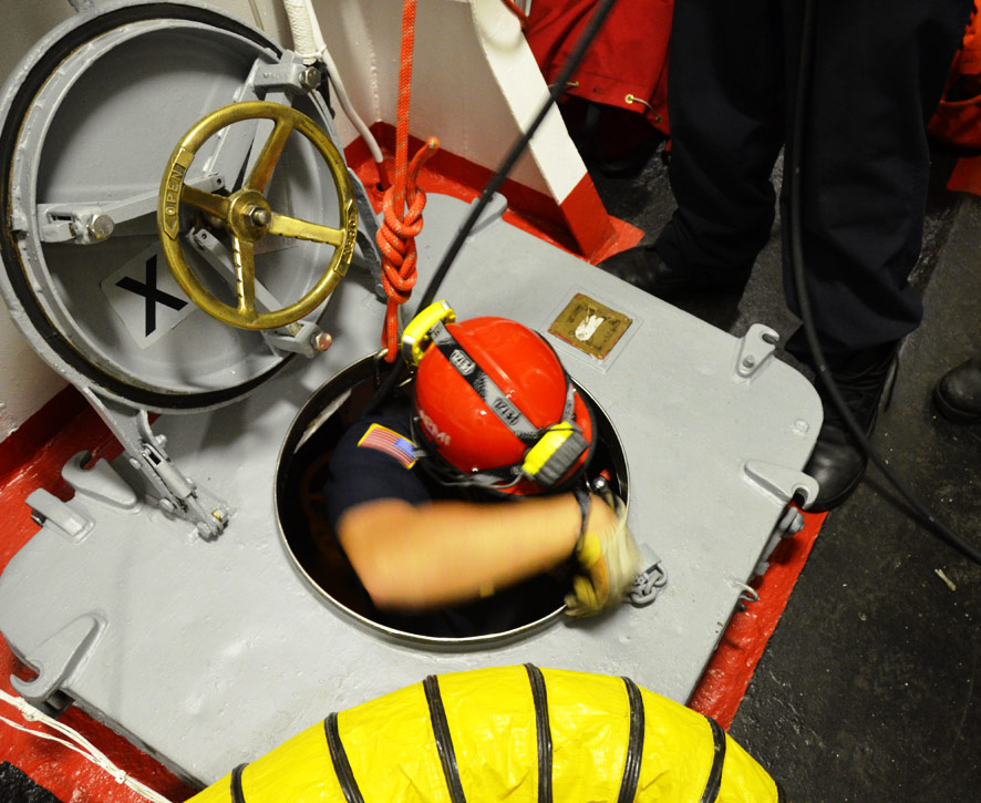 Confined space training, USS New Jersey BB-62