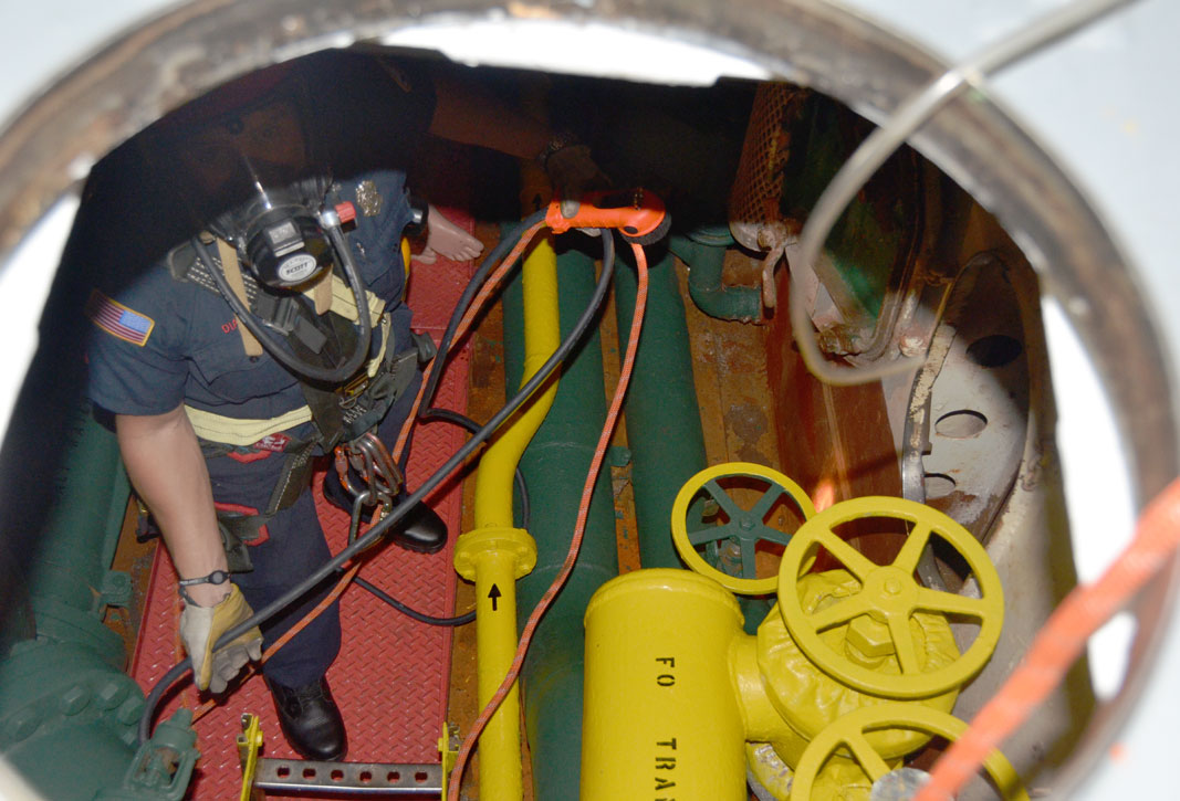 Confined space training, USS New Jersey BB-62