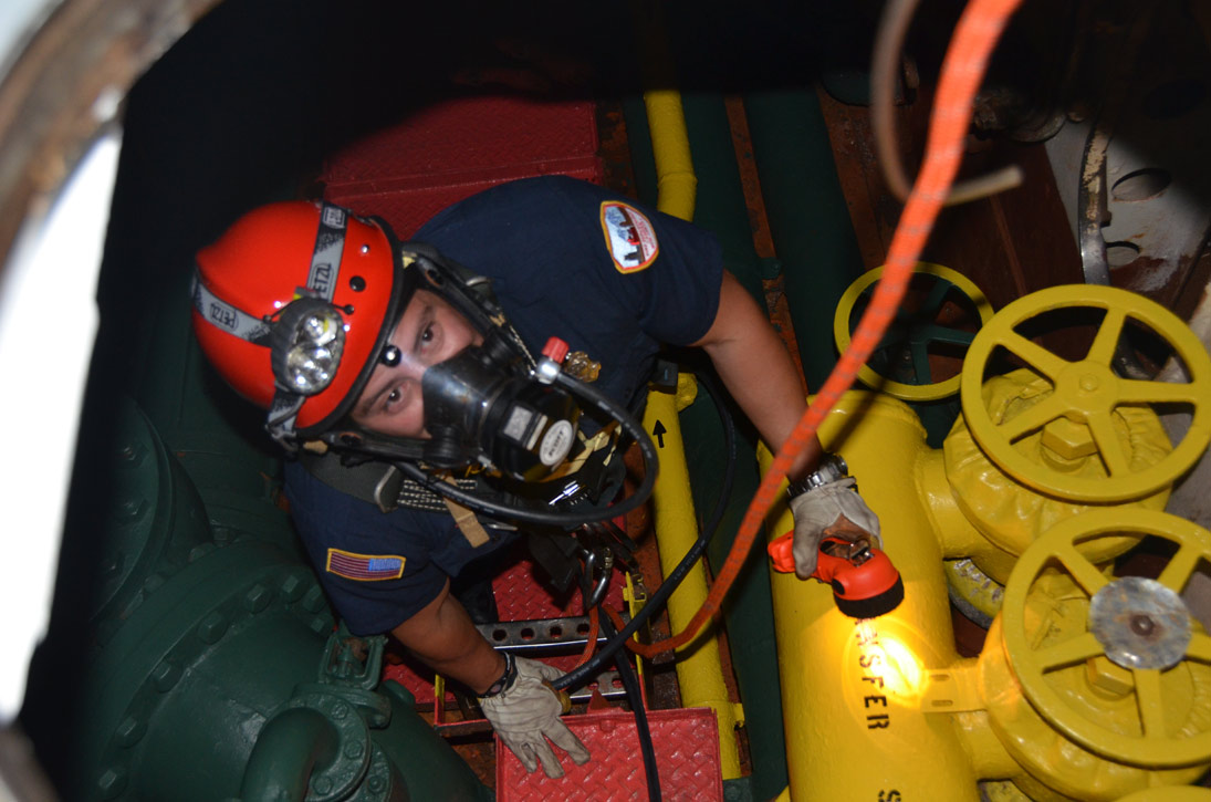 Confined space training, USS New Jersey BB-62