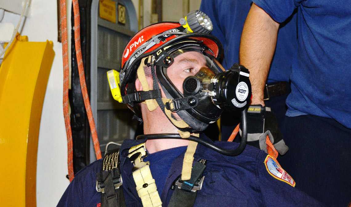 Confined space training, USS New Jersey BB-62