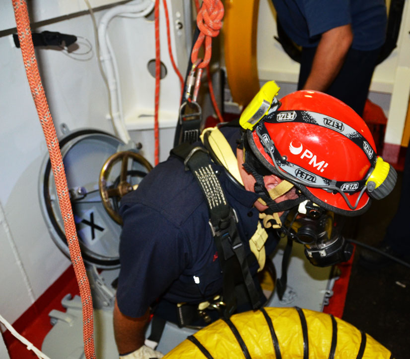 Confined space training, USS New Jersey BB-62