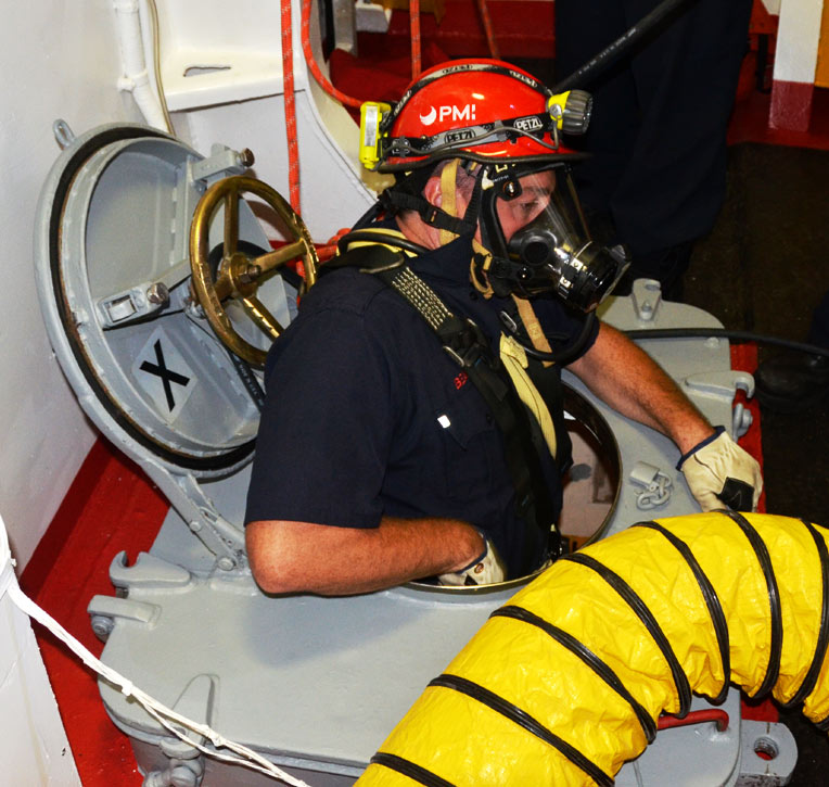 Confined space training, USS New Jersey BB-62
