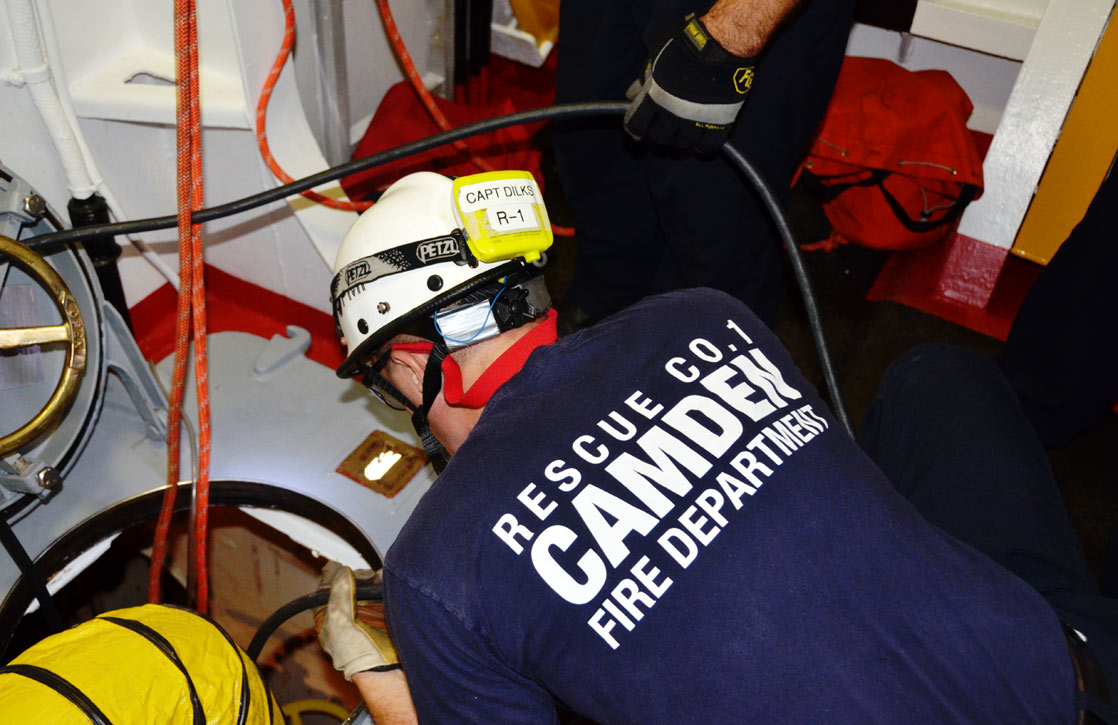 Confined space training, USS New Jersey BB-62
