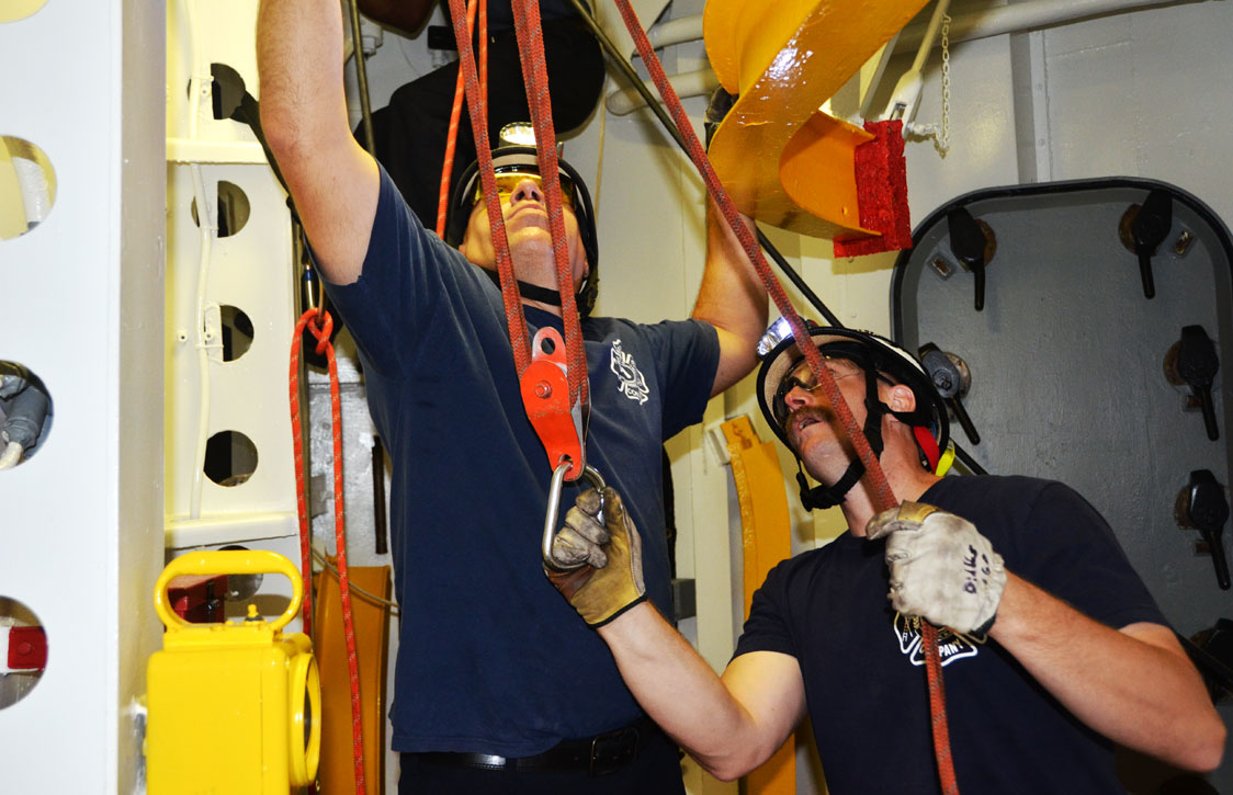 Confined space training, USS New Jersey BB-62