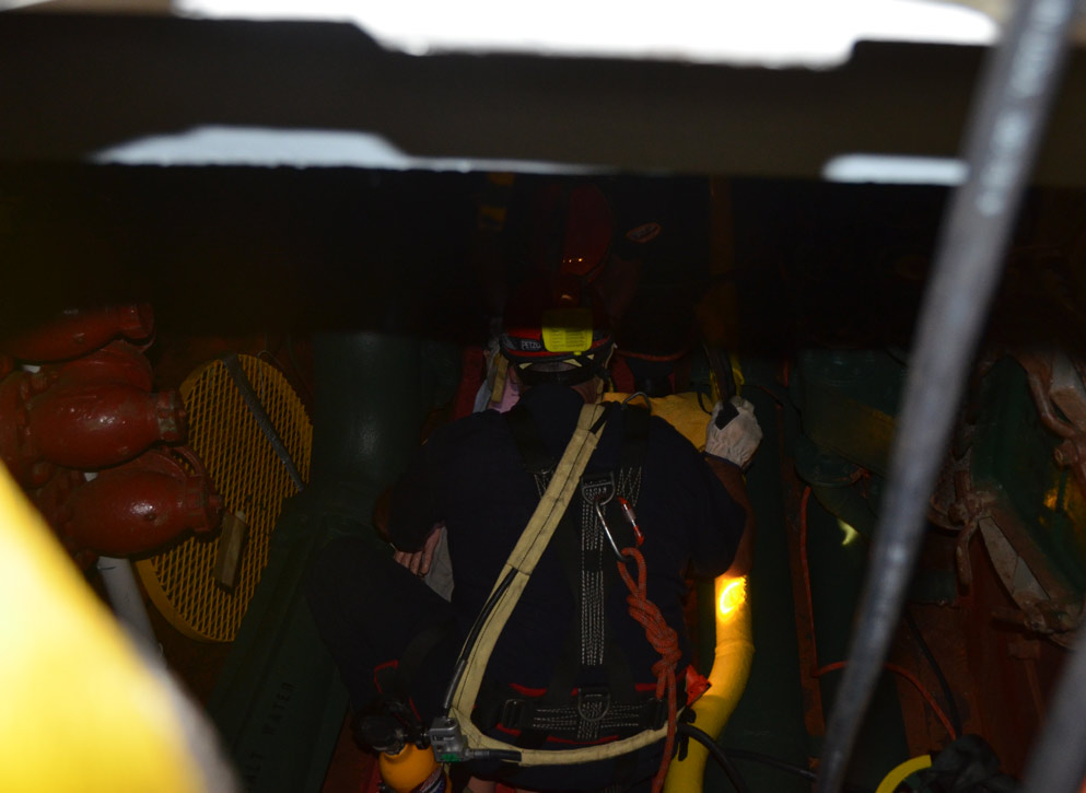 Confined space training, USS New Jersey BB-62