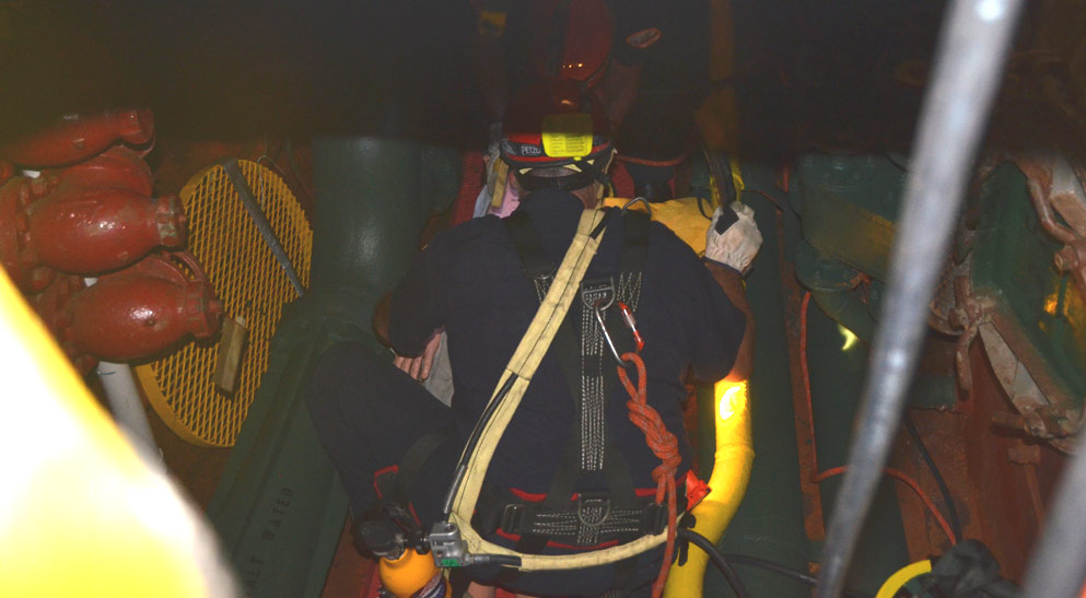 Confined space training, USS New Jersey BB-62