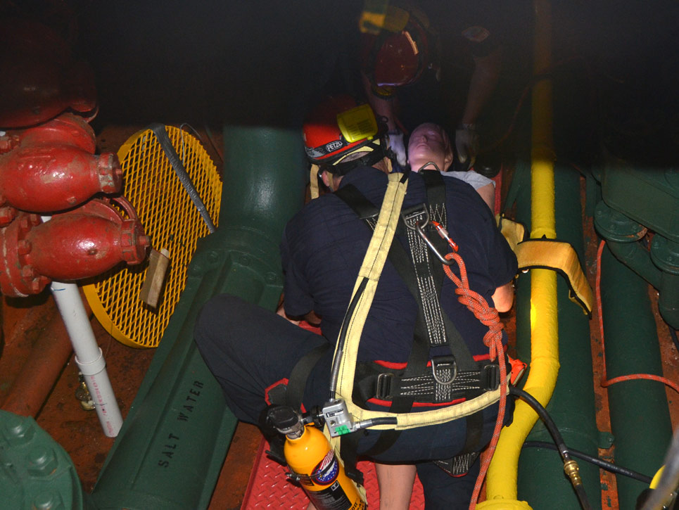 Confined space training, USS New Jersey BB-62