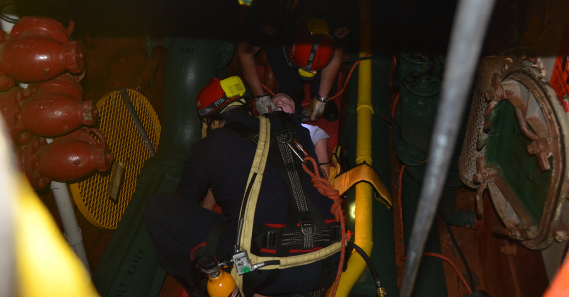 Confined space training, USS New Jersey BB-62