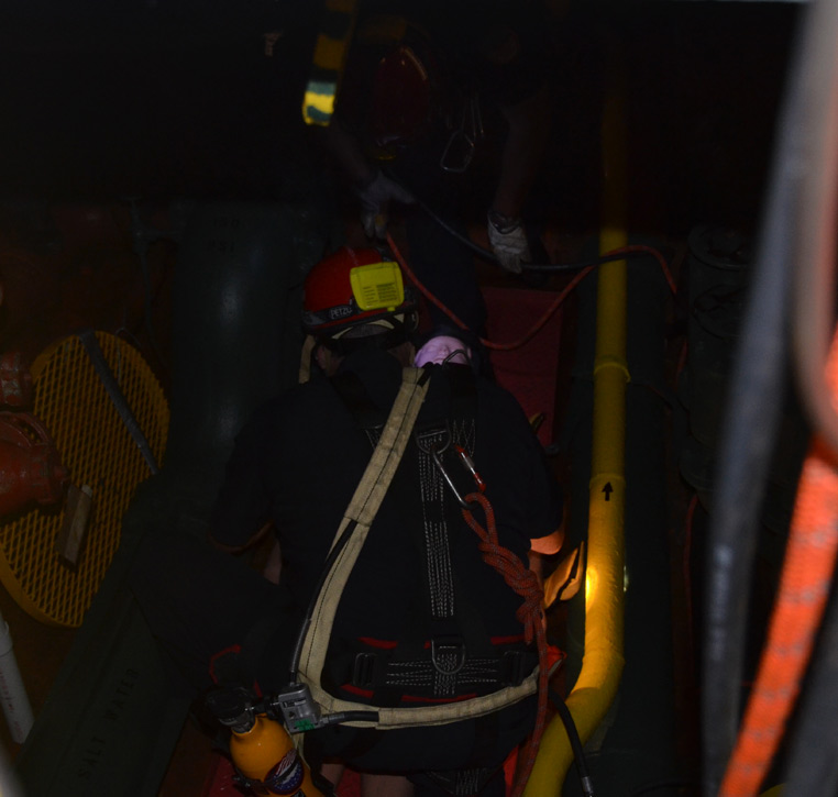Confined space training, USS New Jersey BB-62