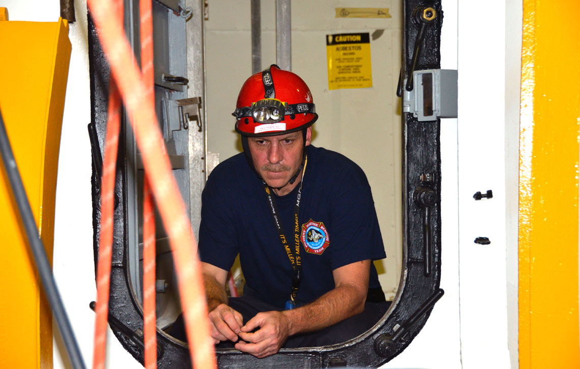 Confined space training, USS New Jersey BB-62