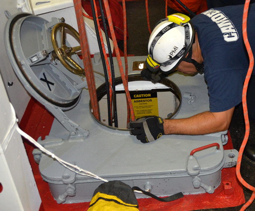Confined space training, USS New Jersey BB-62