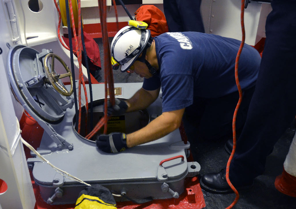Confined space training, USS New Jersey BB-62