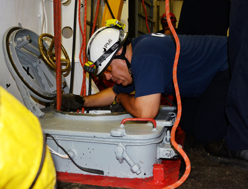 Confined space training, USS New Jersey BB-62