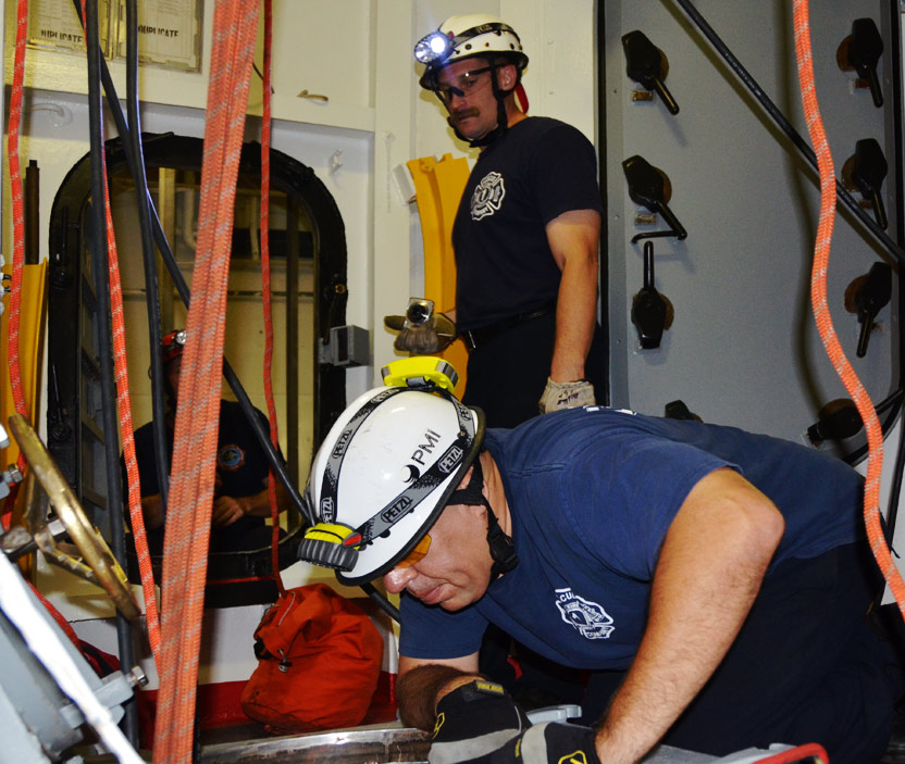 Confined space training, USS New Jersey BB-62