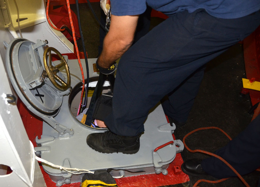 Confined space training, USS New Jersey BB-62