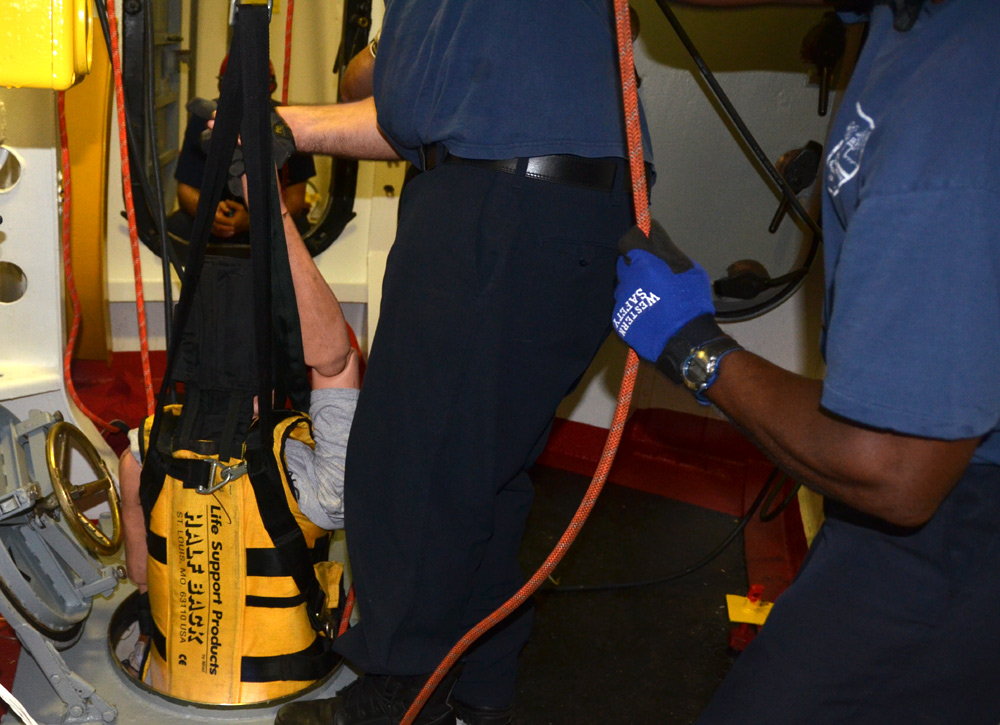 Confined space training, USS New Jersey BB-62