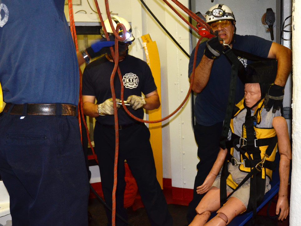 Confined space training, USS New Jersey BB-62