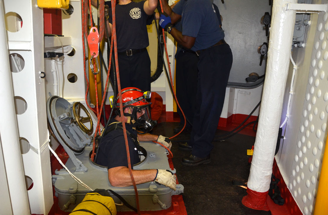 Confined space training, USS New Jersey BB-62