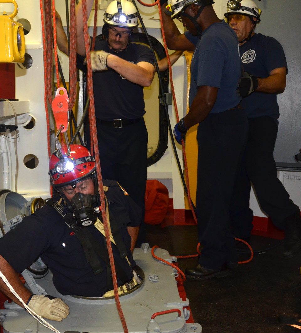 Confined space training, USS New Jersey BB-62