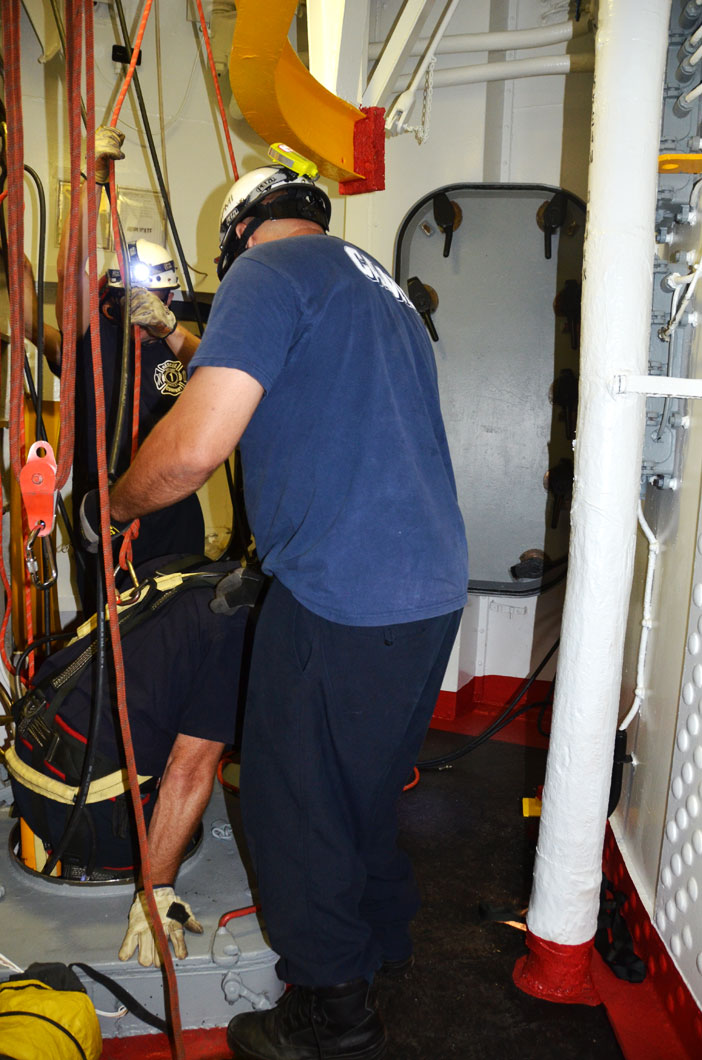 Confined space training, USS New Jersey BB-62