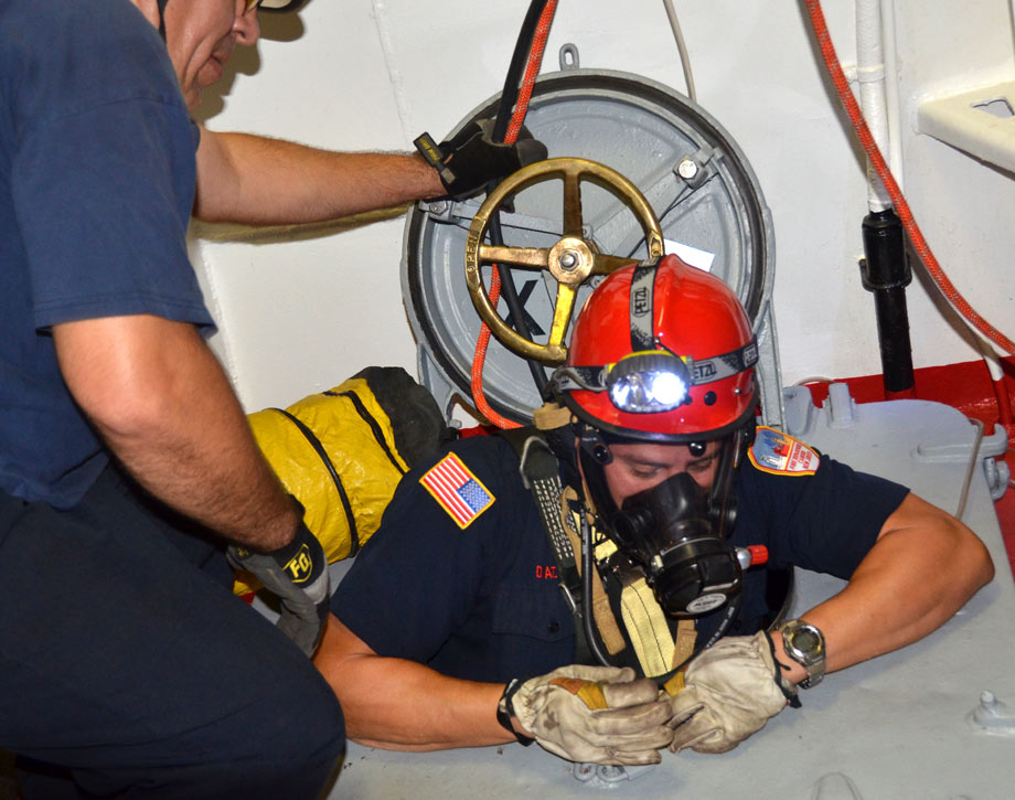 Confined space training, USS New Jersey BB-62