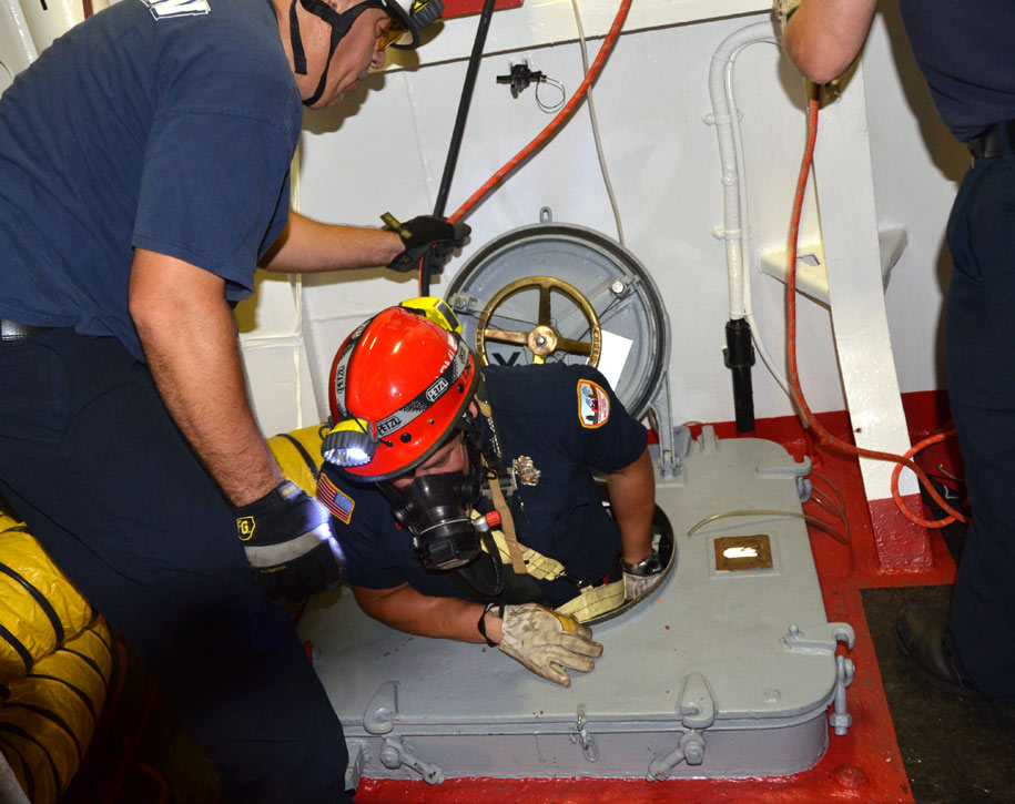 Confined space training, USS New Jersey BB-62