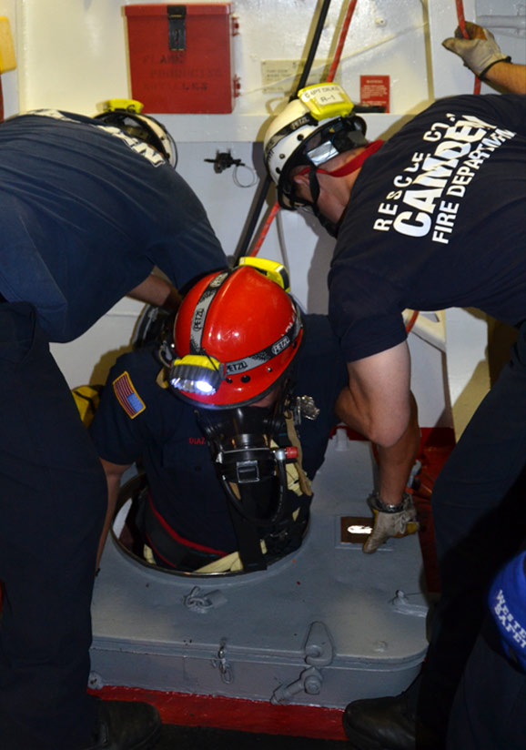 Confined space training, USS New Jersey BB-62