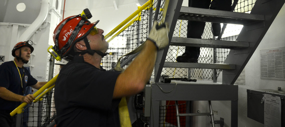 Confined space training, USS New Jersey BB-62