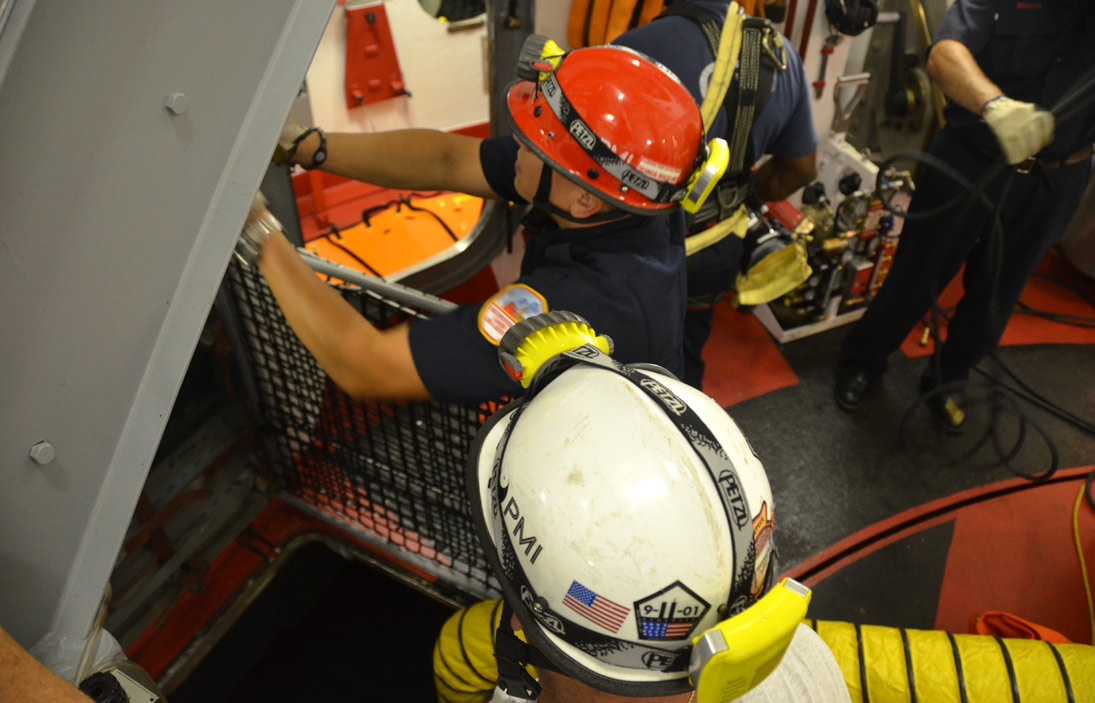 Confined space training, USS New Jersey BB-62