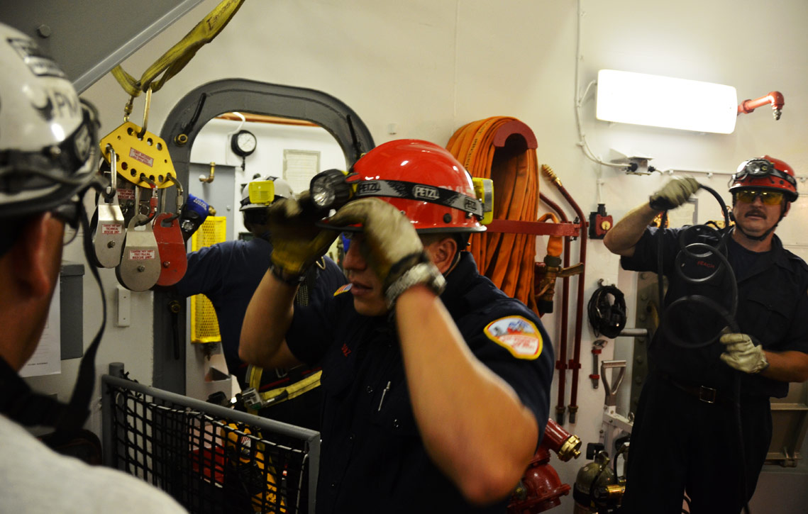 Confined space training, USS New Jersey BB-62
