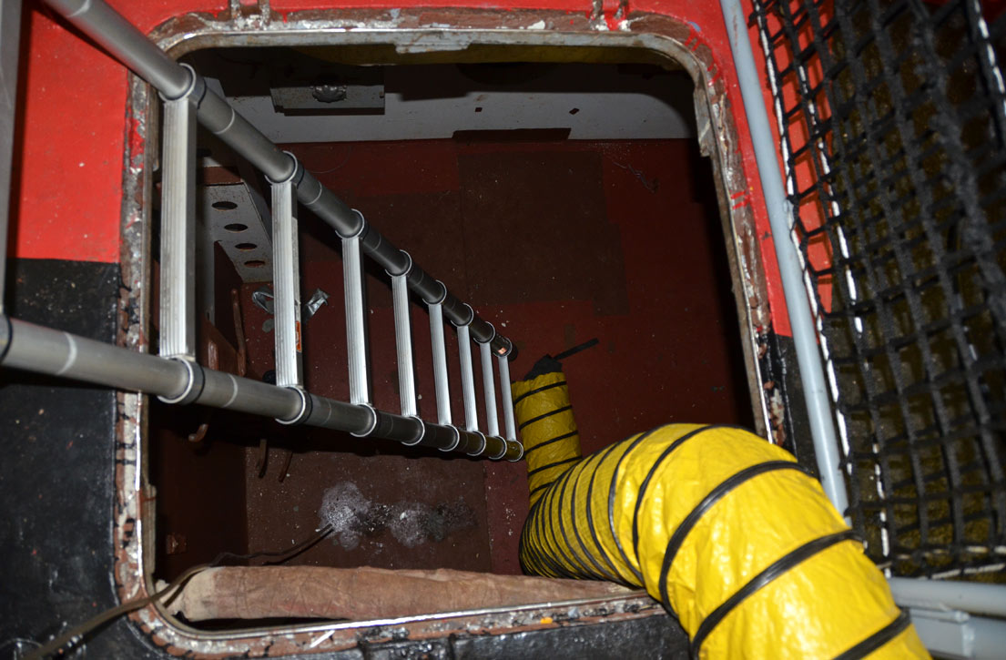 Confined space training, USS New Jersey BB-62