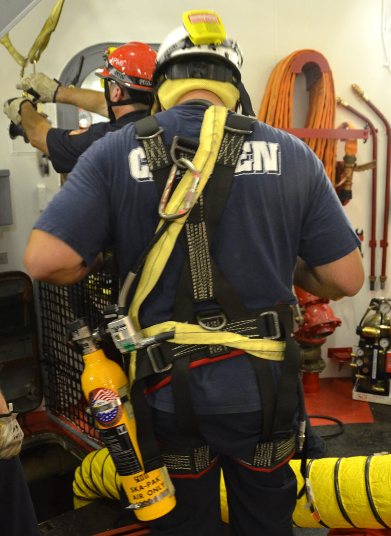 Confined space training, USS New Jersey BB-62