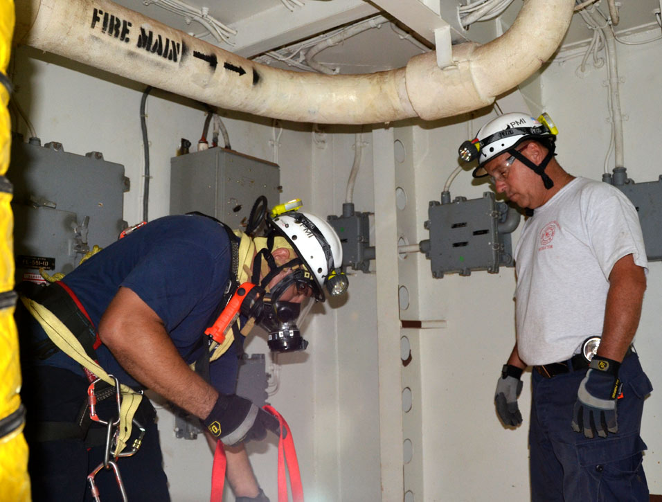 Confined space training, USS New Jersey BB-62