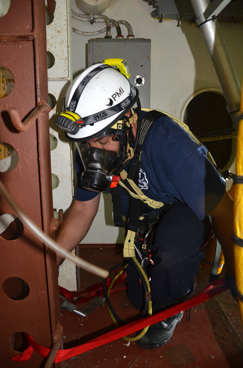 Confined space training, USS New Jersey BB-62
