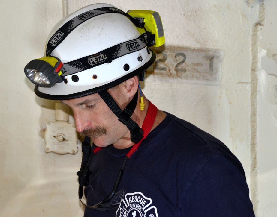 Confined space rescue training, USS New Jersey BB-62