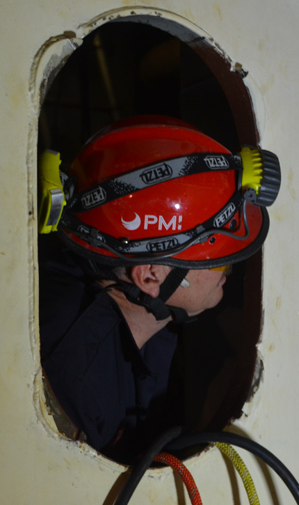 Confined space rescue training, USS New Jersey BB-62