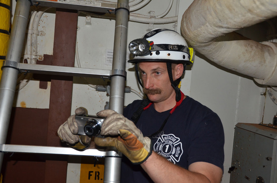 Confined space rescue training, USS New Jersey BB-62