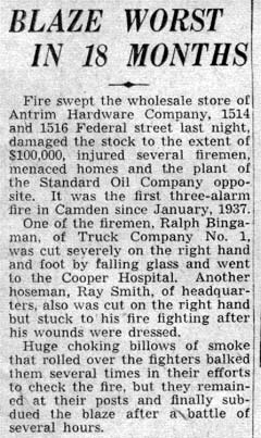 Camden Courier-Post, June 30, 1939 — Antrim Co. fire