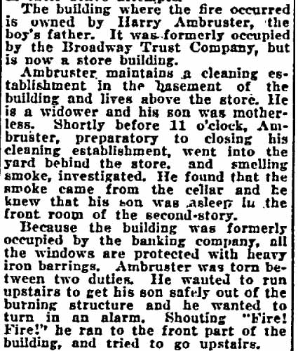 Philadelphia Inquirer, April 28, 1922 — Iron Bars Prevent Rescue of Boy Who Dies in Camden Fire, page 4