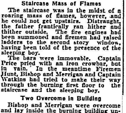 Philadelphia Inquirer, April 28, 1922 — Iron Bars Prevent Rescue of Boy Who Dies in Camden Fire, page 5